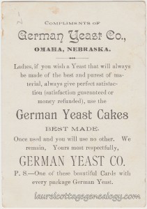 German Yeast Company Trade Card tc2