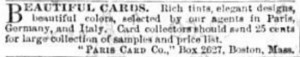 Paris Card Co Ad 1881