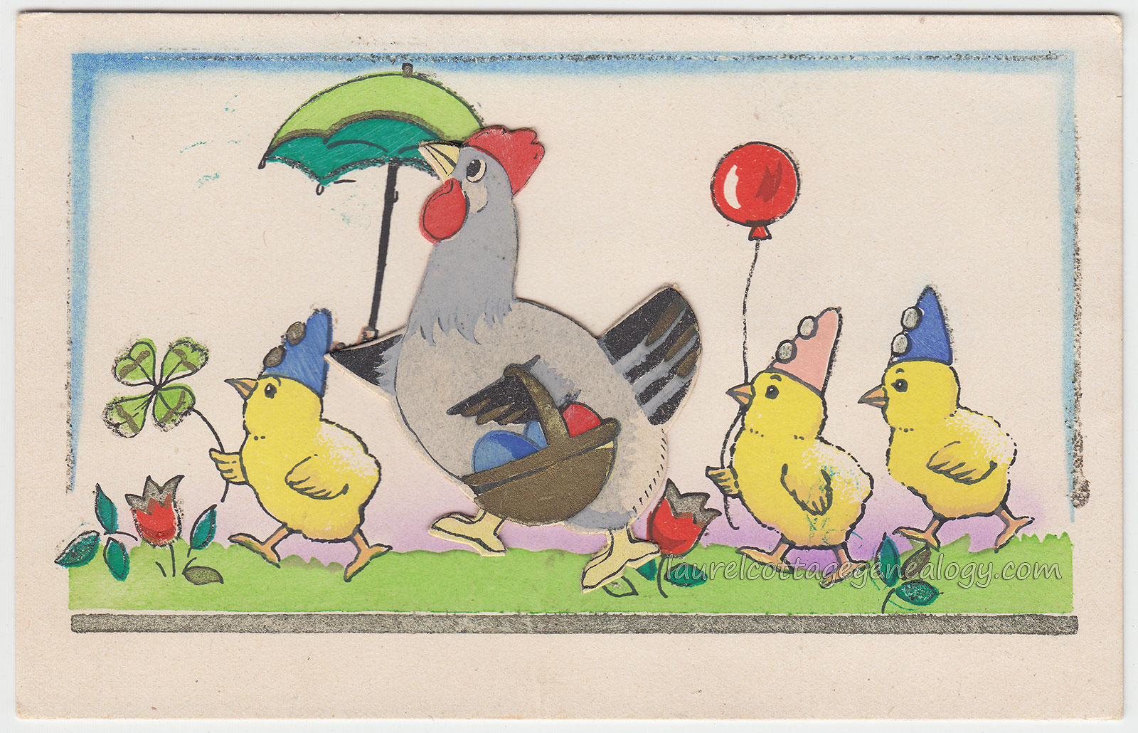 Details about   1940s Rooster Hen Chicken Chicks Barnyard 590 Comic Linen Postcard BH