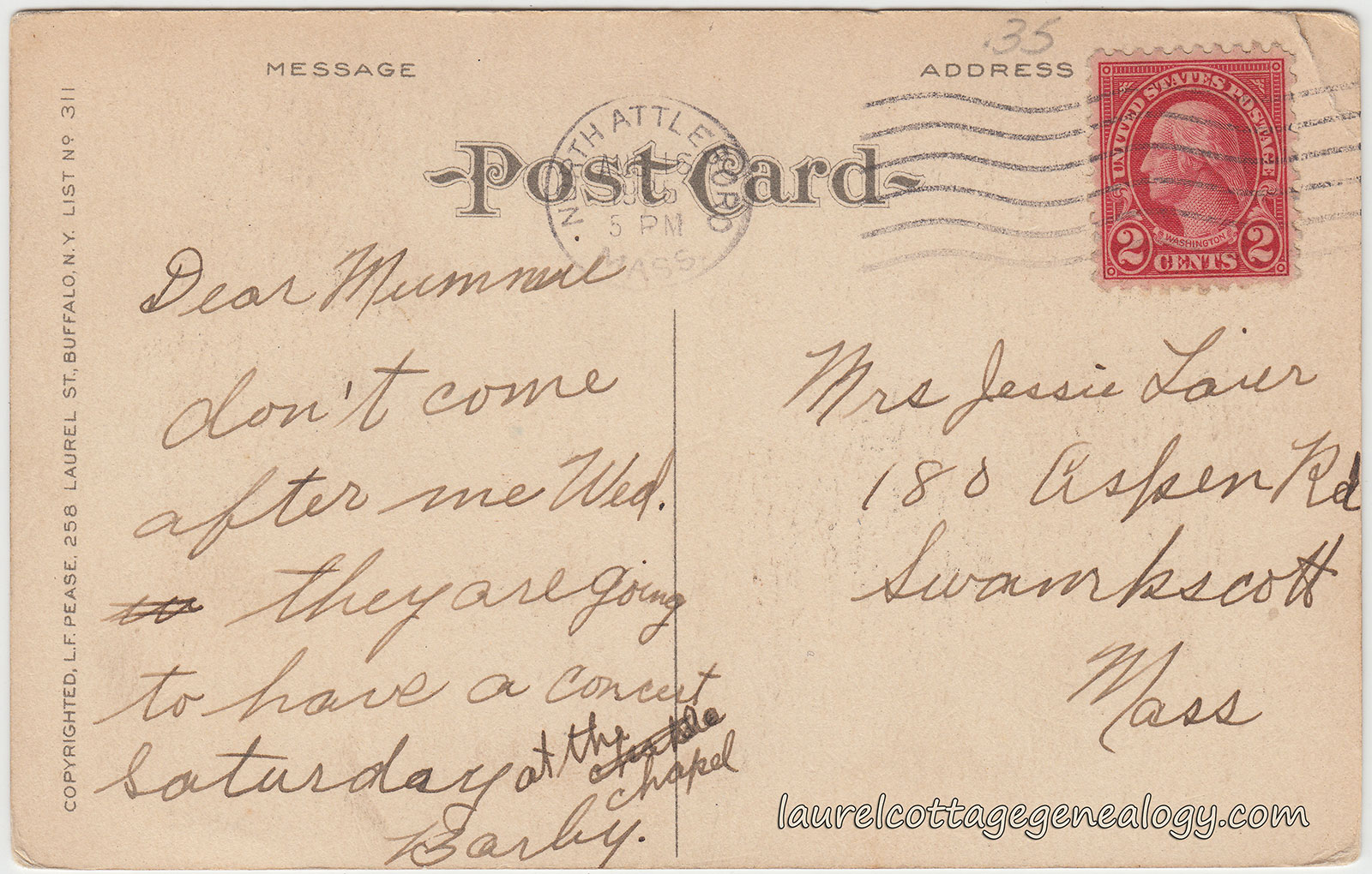 vintage postcard publisher L.F. Pease 258 Laurel St. Buffalo NY ...